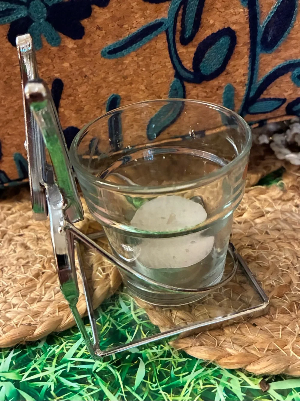 Stained Glass Bird Tealight Holder in Pink and Light Blue